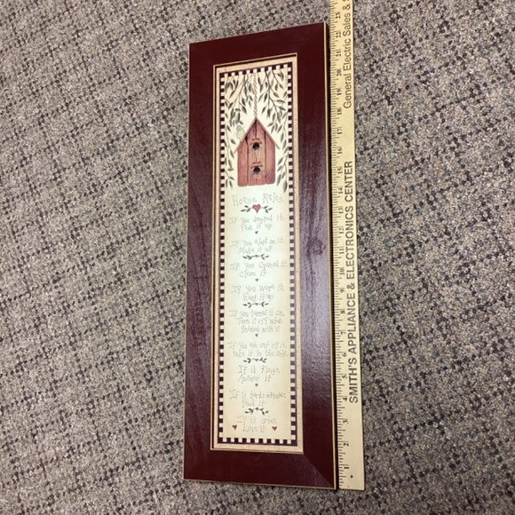 House Rules Birdhouse Design Country Primitive Framed Artwork - Picture 2 of 9